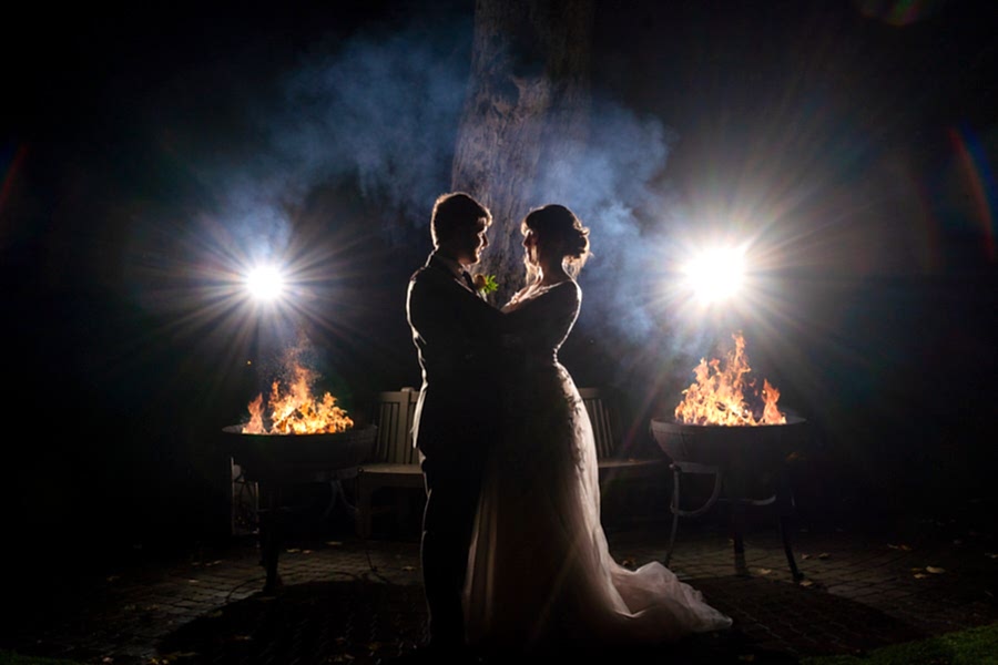 Silhouetted Wedding at The Tithe barn, North Yorkshire